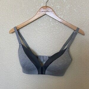 32DD Lively The All-Day Deep V Wireless Bra Mesh Plunge Grey Black